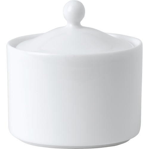 White fine bone china covered sugar bowl