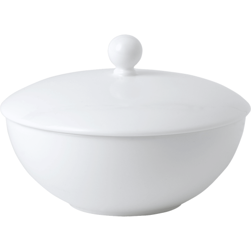 White fine bone china lidded bowl