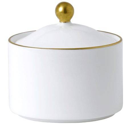 Accentuate White and Gold Fine Bone China Covered Sugar