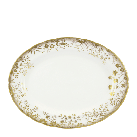 Arboretum fine bone china oval dish white and gold