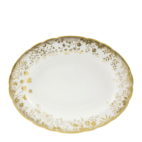 Arboretum Oval Dish fine bone china white and gold