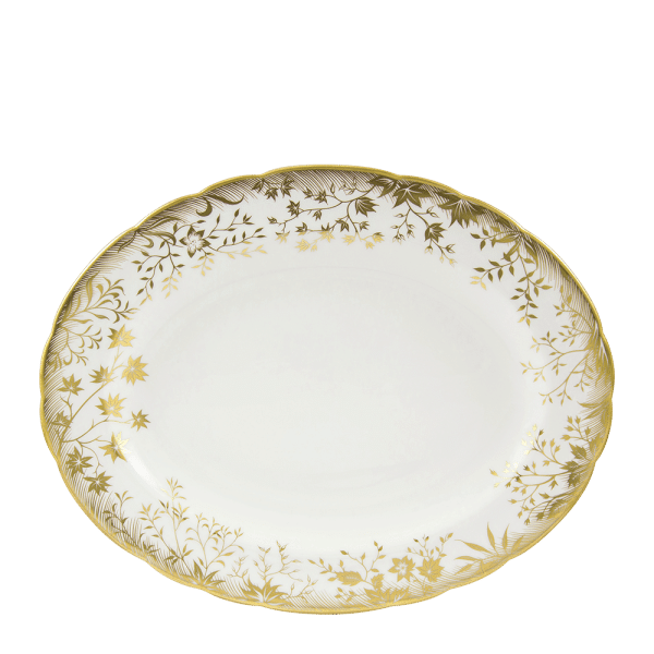 Arboretum Oval Dish fine bone china white and gold