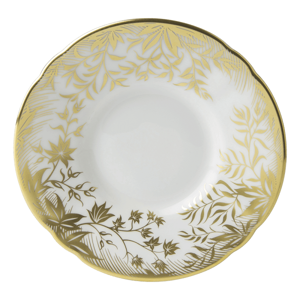 Arboretum Coffee Saucer Fine Bone China White and Gold