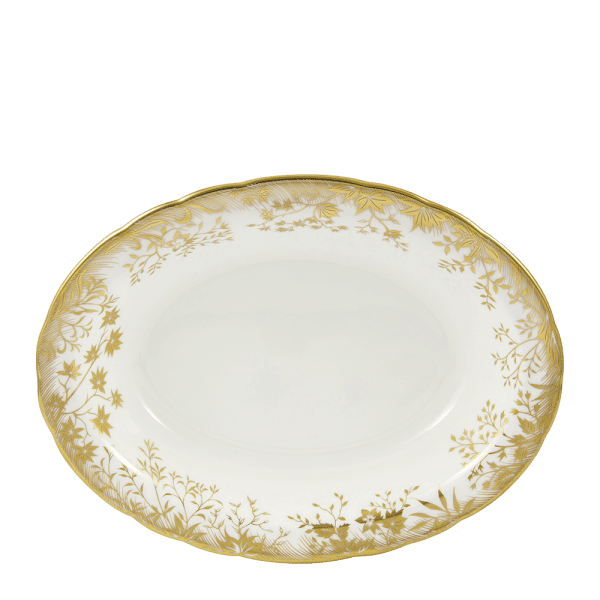 Arboretum Open Vegetable Dish White and Gold