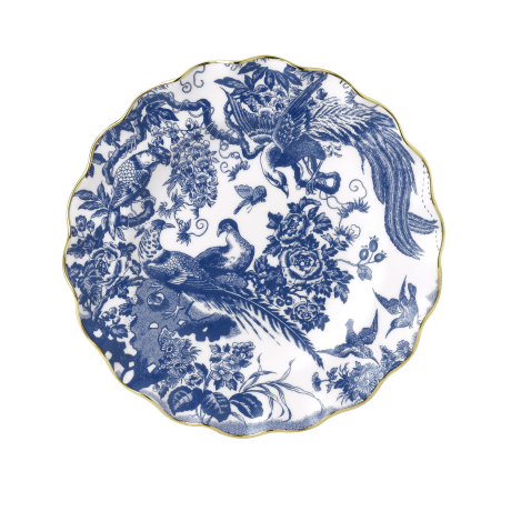 aves blue and white fine bone china fluted dessert plate