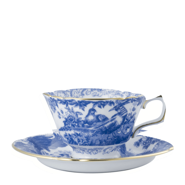 Aves Blue Fine Bone China Teacup and Saucer