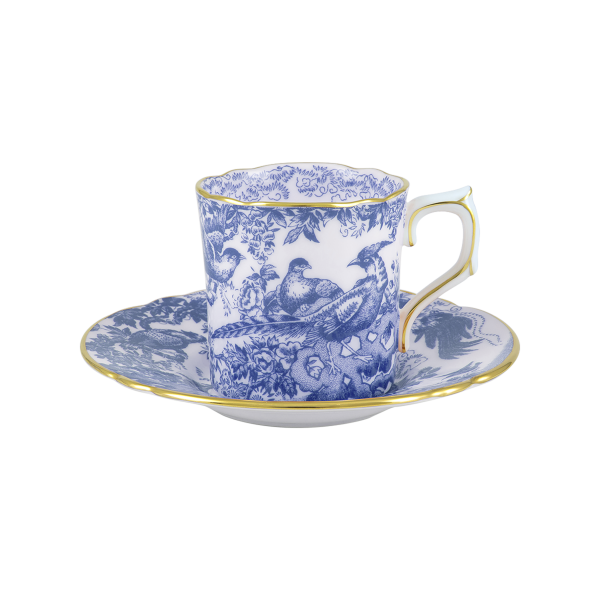 aves blue and white fine bone china coffee cup and saucer