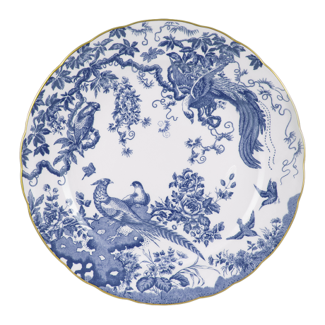 aves blue and white round chop dish fine bone china