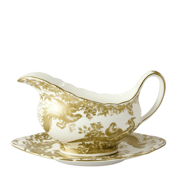 Aves Gold fine bone china sauce boat