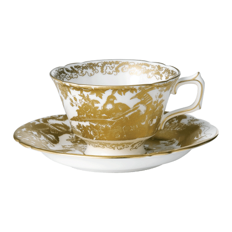 Aves Gold fine bone china teacup and saucer