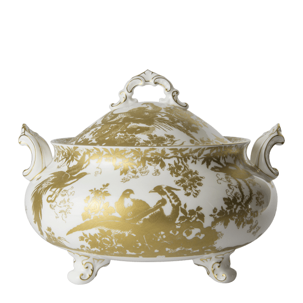 Aves Gold fine bone china covered vegetable dish
