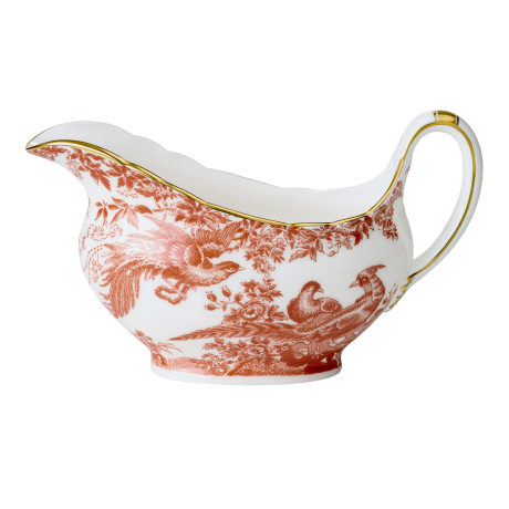 aves red and white fine bone china sauce boat