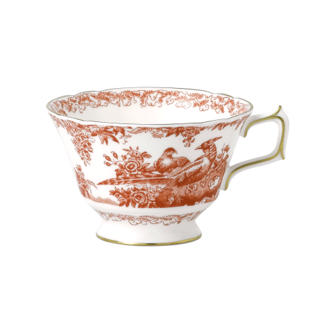 aves red and white fine bone china teacup