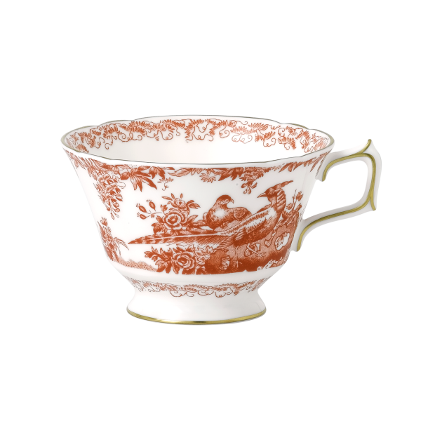 aves red and white fine bone china teacup