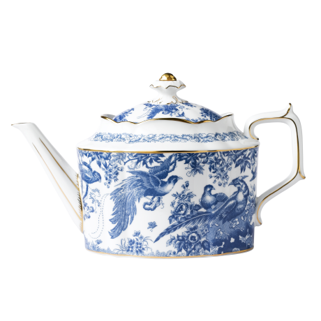 aves blue and white fine bone china teapot