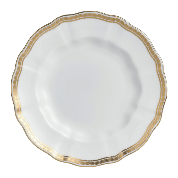 White and gold fine bone china salad plate