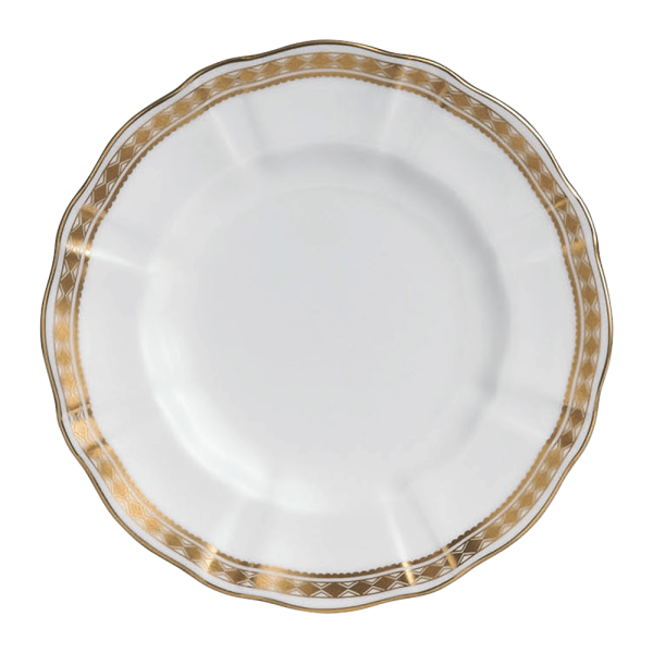 White and gold fine bone china side plate