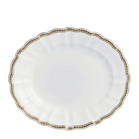 White and gold fine bone china oval platter