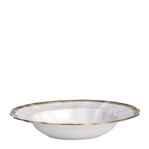 White and gold fine bone china rim soup bowl