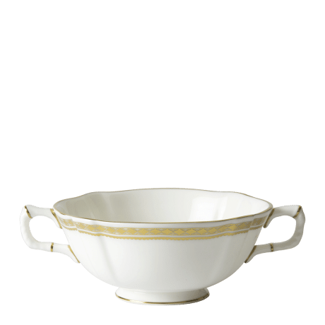 White and gold fine bone china cream soup cup