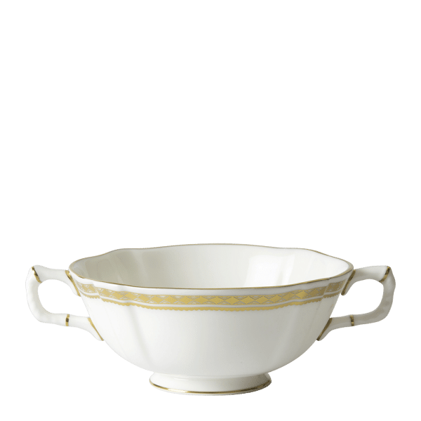 White and gold fine bone china cream soup cup