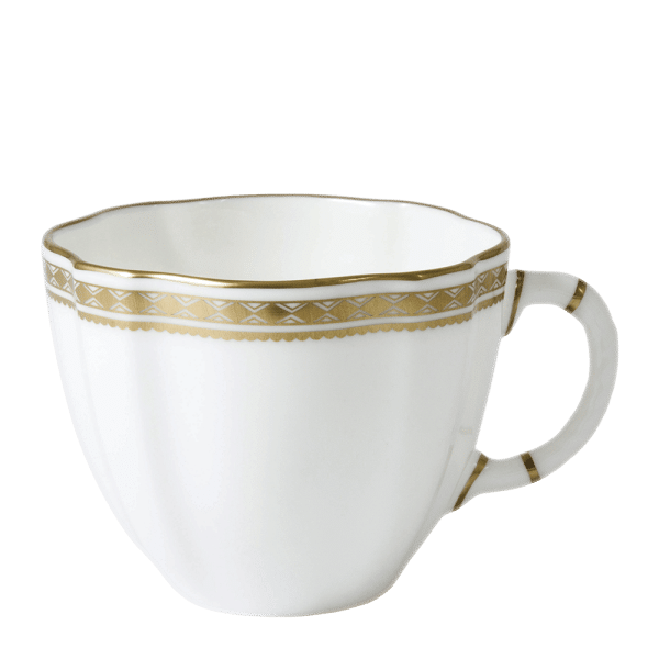 White and gold fine bone china teacup