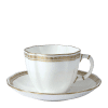 White and gold fine bone china teacup and saucer