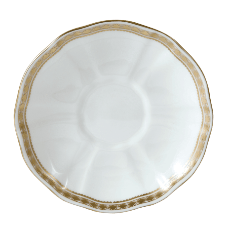 White and gold fine bone china tea saucer