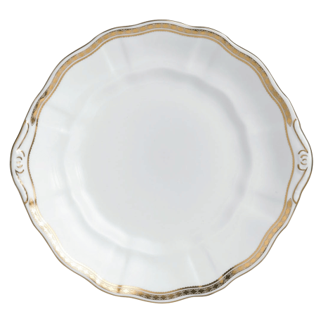 White and gold fine bone china bread and butter plate
