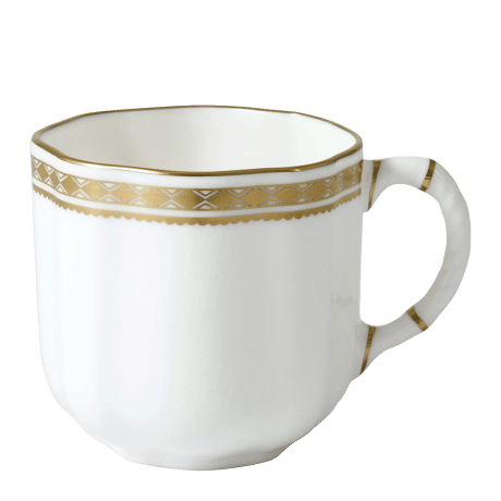 White and gold fine bone china coffee cup