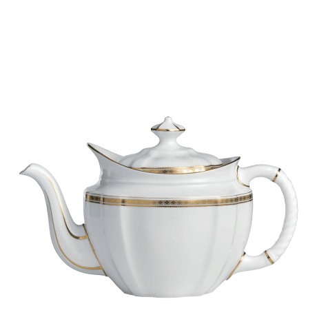 White and gold fine bone china teapot