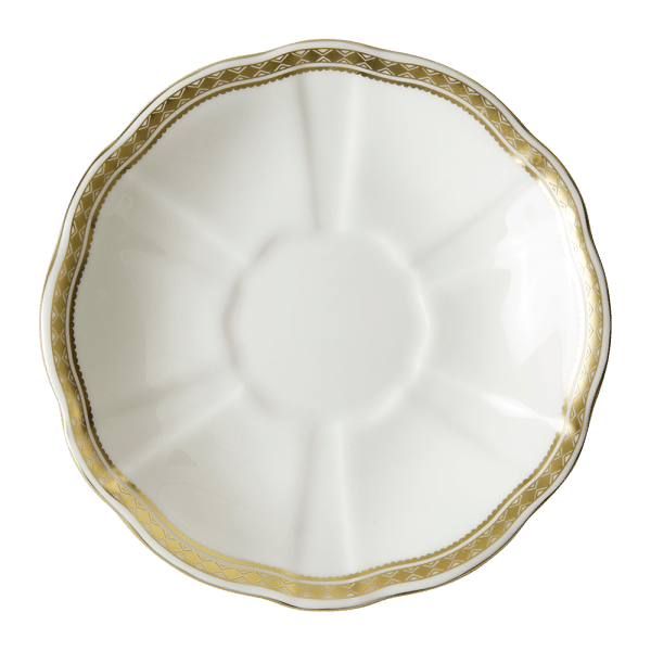 White and gold fine bone china cream soup saucer
