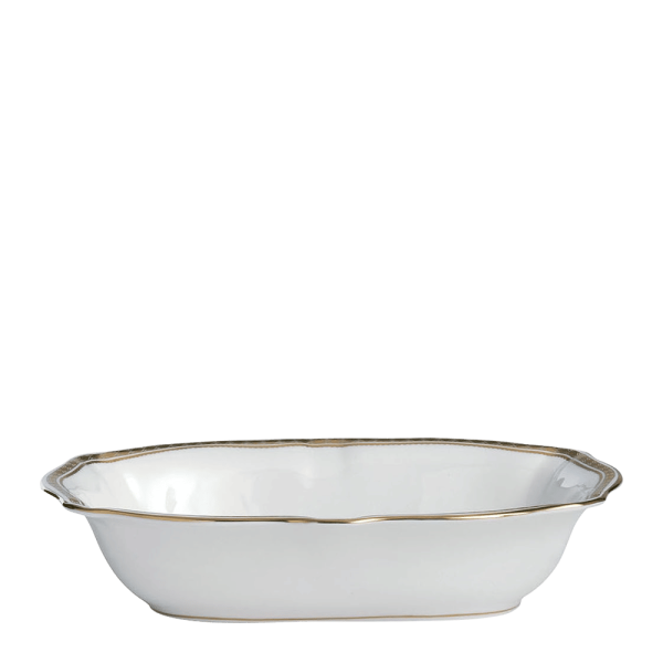 White and gold fine bone china vegetable dish