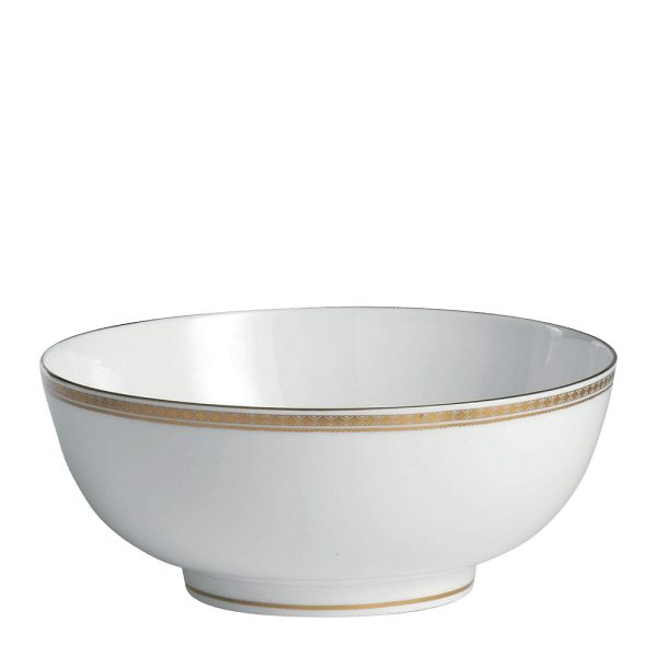 White and gold fine bone china salad bowl