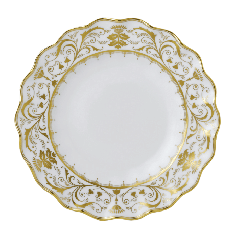 Darley Abbey White and Gold Fluted Dessert Plate