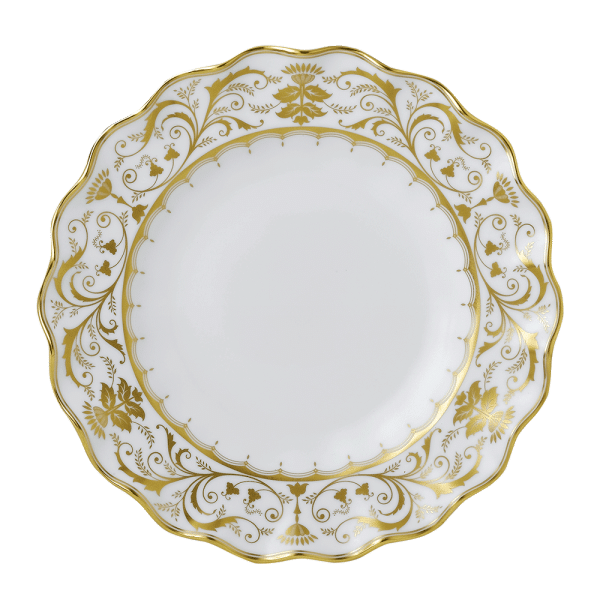 Darley Abbey White and Gold Fluted Dessert Plate