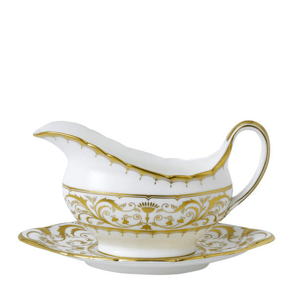 Darley Abbey White Fine Bone China Sauce Boat and Stand