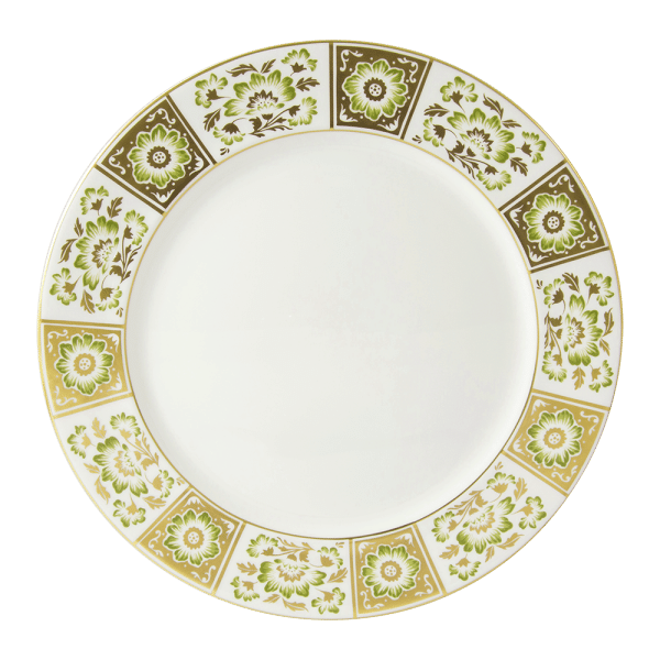 Derby Panel Green and Gold Fine Bone China Tableware dinner plate