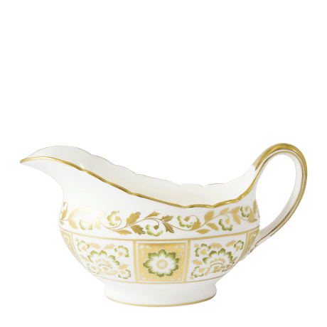 Derby Panel Green and Gold Fine Bone China Tableware sauce boat