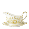 Derby Panel Green and Gold Fine Bone China Tableware sauce boat and stand