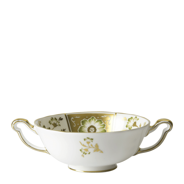 Derby Panel Green and Gold Fine Bone China Tableware cream soup cup[