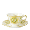 Derby Panel Green and Gold Fine Bone China Tableware teacup and saucer