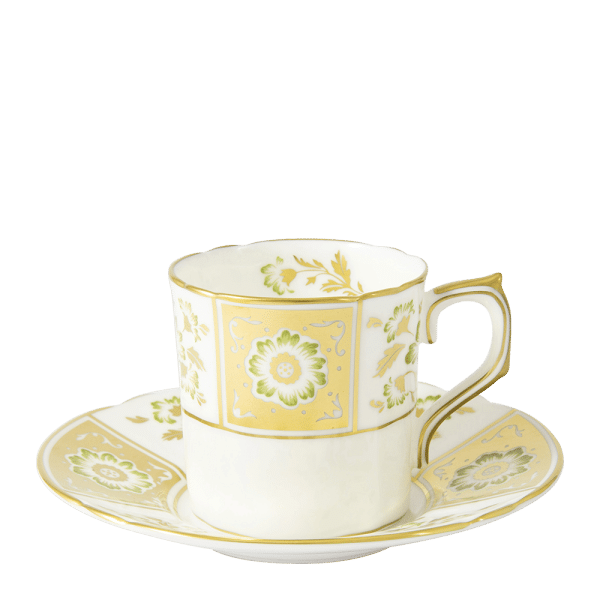 Derby Panel Green and Gold Fine Bone China Tableware coffee cup and saucer