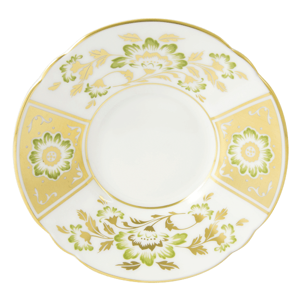 Derby Panel Green and Gold Fine Bone China Tableware coffee saucer