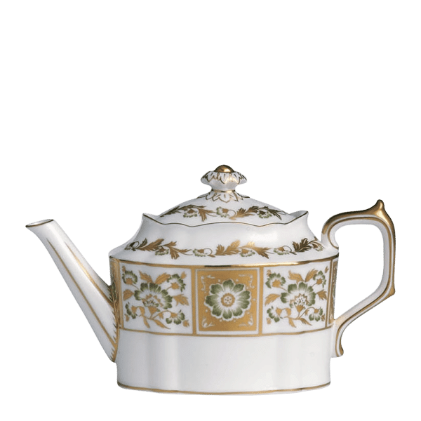 Derby Panel Green and Gold Fine Bone China Tableware teapot