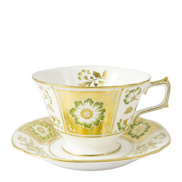Derby Panel Green and Gold Fine Bone China Tableware breakfast cup and saucer