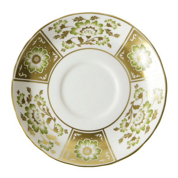 Derby Panel Green and Gold Fine Bone China Tableware breakfast saucer