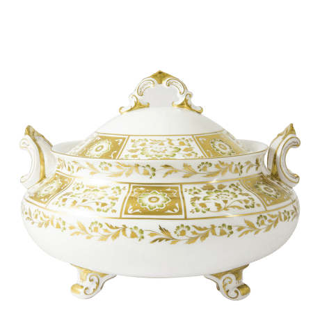 Derby Panel Green and Gold Fine Bone China Tableware soup tureen