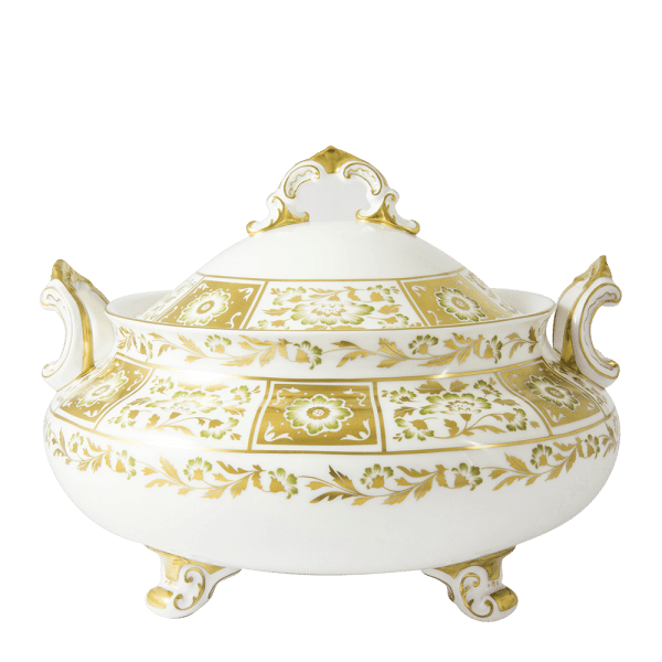 Derby Panel Green and Gold Fine Bone China Tableware soup tureen