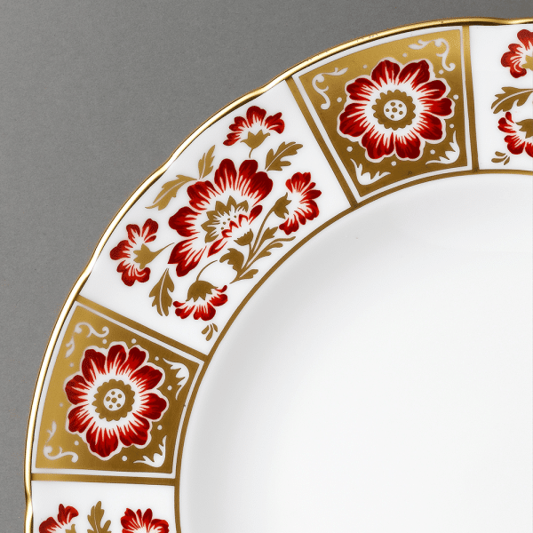 Derby Panel Red and Gold Fine Bone China Tableware Plate